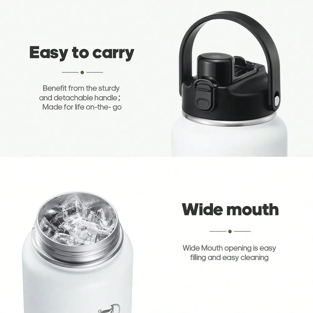 Water Bottle With 2In1 Lid Chug Lid Straw Lid Double Walled Vacuum Stainless Steel Water Bottles, Water Jug With Stra mbzr