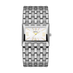 YaLaLuSi Full Rhinestone Square Ladies Watch Silver Metal Strap Gold Roman Dial Luxury Women Quartz Dress Watch