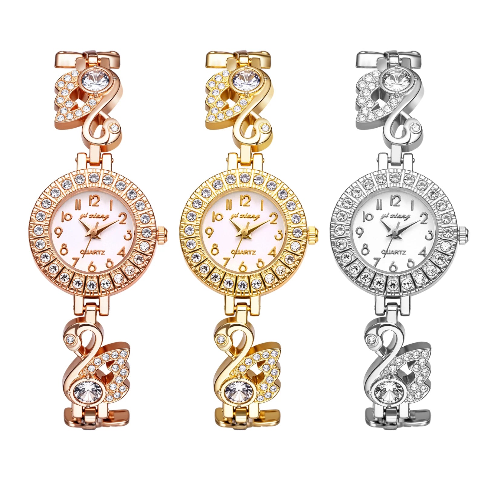 Ladies Watch Quartz Ultra thin full diamond case Arabic numerals scale full diamond cygnet decorated watch band Ladies bracelet