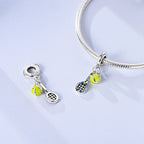 925 Sterling Silver Cute Money Catching Cat Charms Bead Tennis Racket and Ball Pendants Fit Original Bracelet DIY Jewelry Gift mbzr