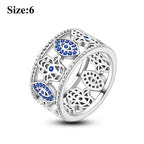 MULA Wedding Band Rings for Women Man 925 Sterling Silver Evil Eye Hand Celtic Knot Four-Leaf Clover Ring Stackable Jewelry Gift