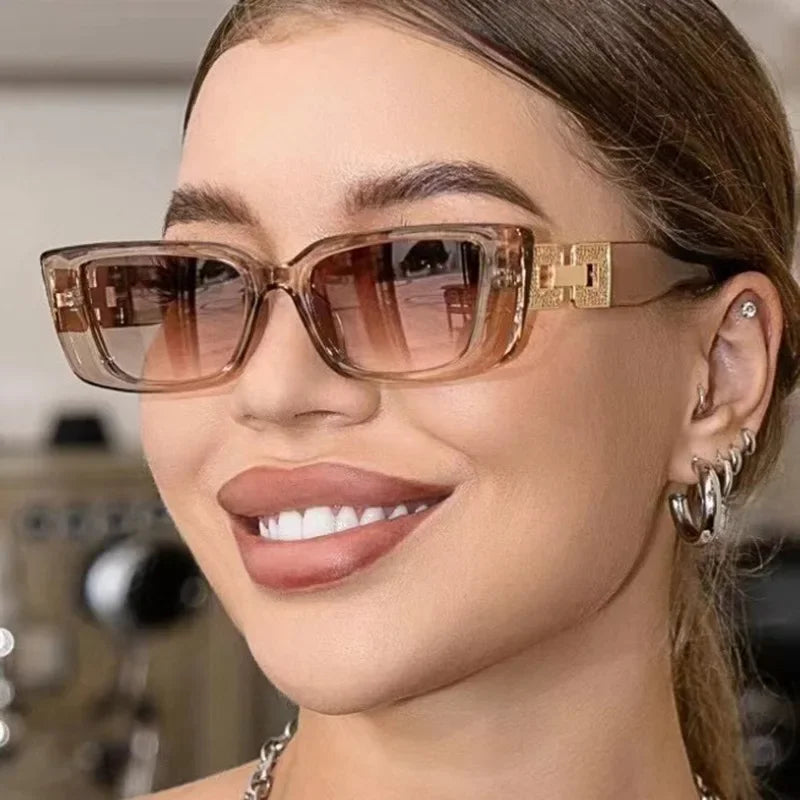 2025 New Narrow Frame Cat Eye Sunglasses Women Fashion Chain Leg Trendy Sunglasses mbzr