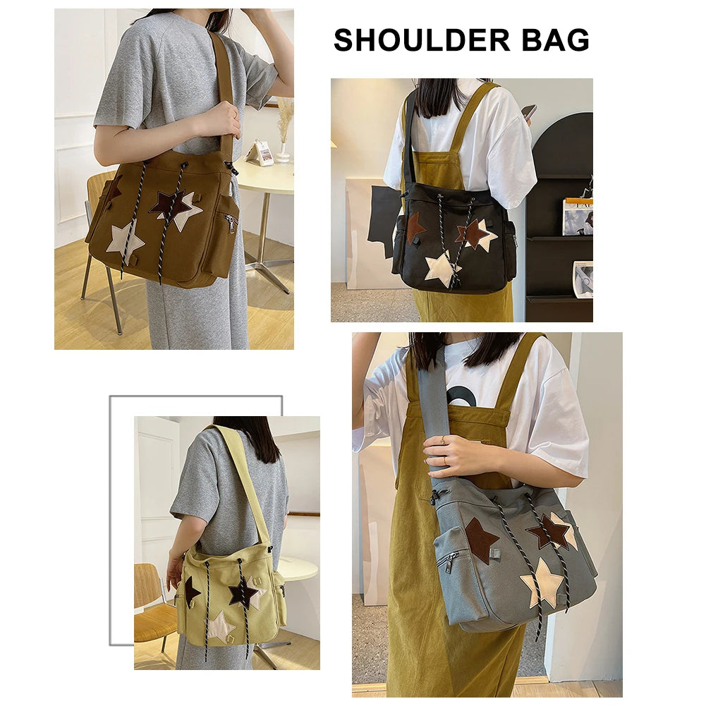 MOJOYCE Crossbody Bag Large Capacity Canvas Y2K Style Handbag mbzr