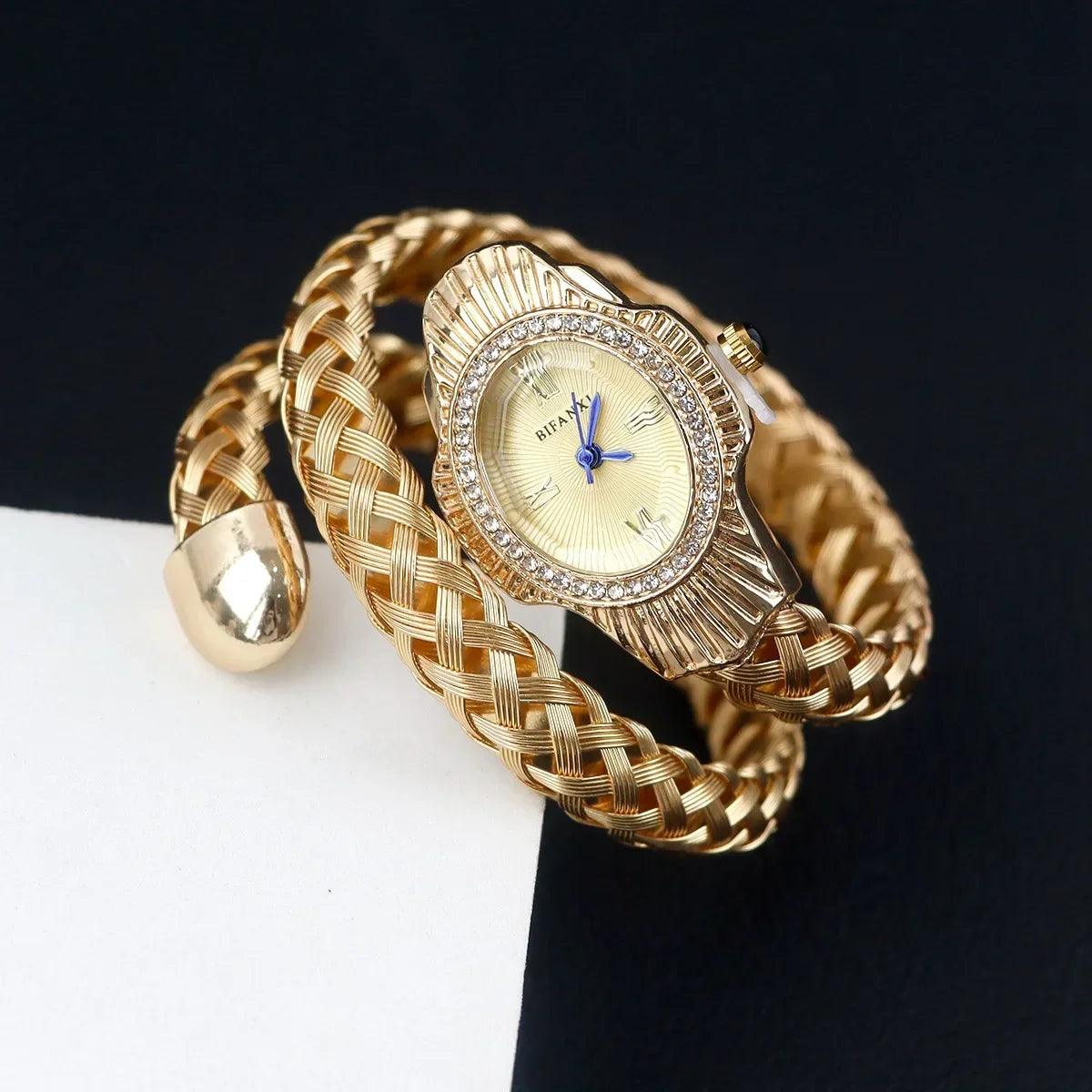 Fashion Diamond BIFANXI New Quartz Watch Women Unique Snake Shape European American Bracelet Watches Wire Braided Lady Wristatch