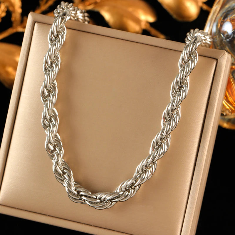 316L Stainless Steel Silver Color Heavy Cuban Chain Necklace For Women Men New Fashion Neck Chain Waterproof Jewelry
