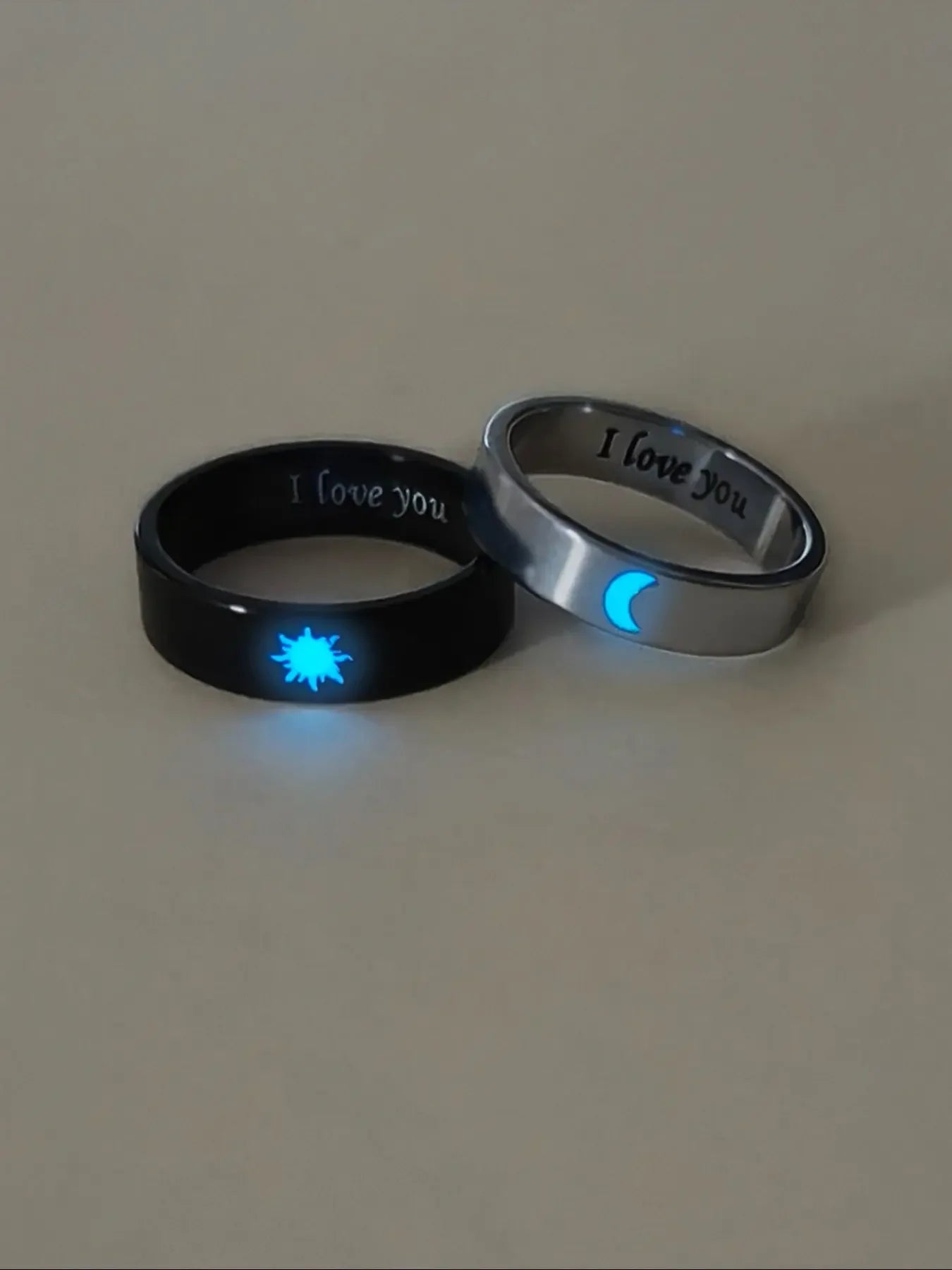 Cute Couple Rings Set, 2 Pieces Sun Moon Design, Dark Aesthetic Rings, Beautiful Rings, Perfect Gift for Valentine's Day, Romantic Jewelry for Him & Her, Wedding Promise Rings, Steel Ring