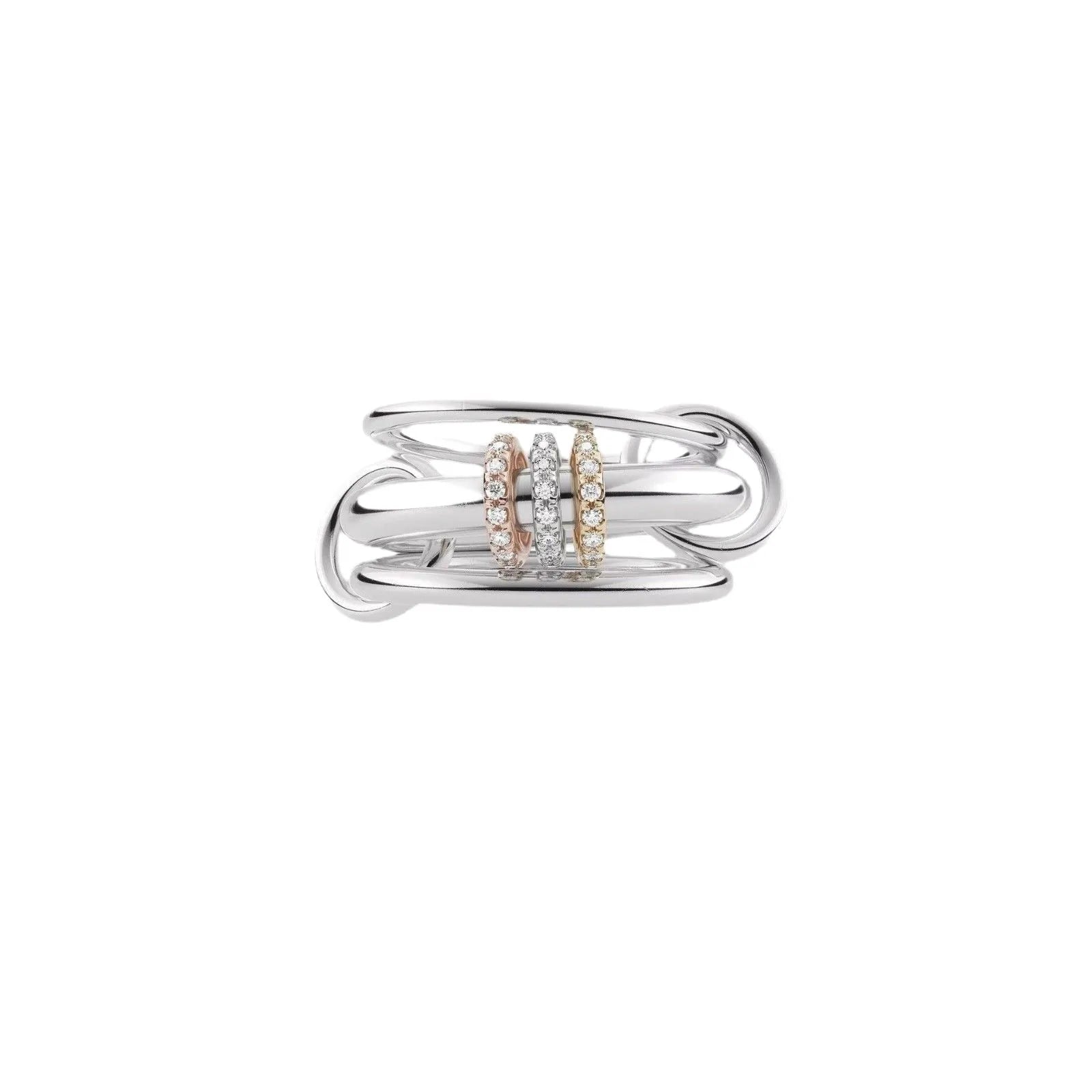 Ring Interlocking Stacked Multi-Layer Stainless Steel Ring Jewelry Copper Zircon Hand Jewelry