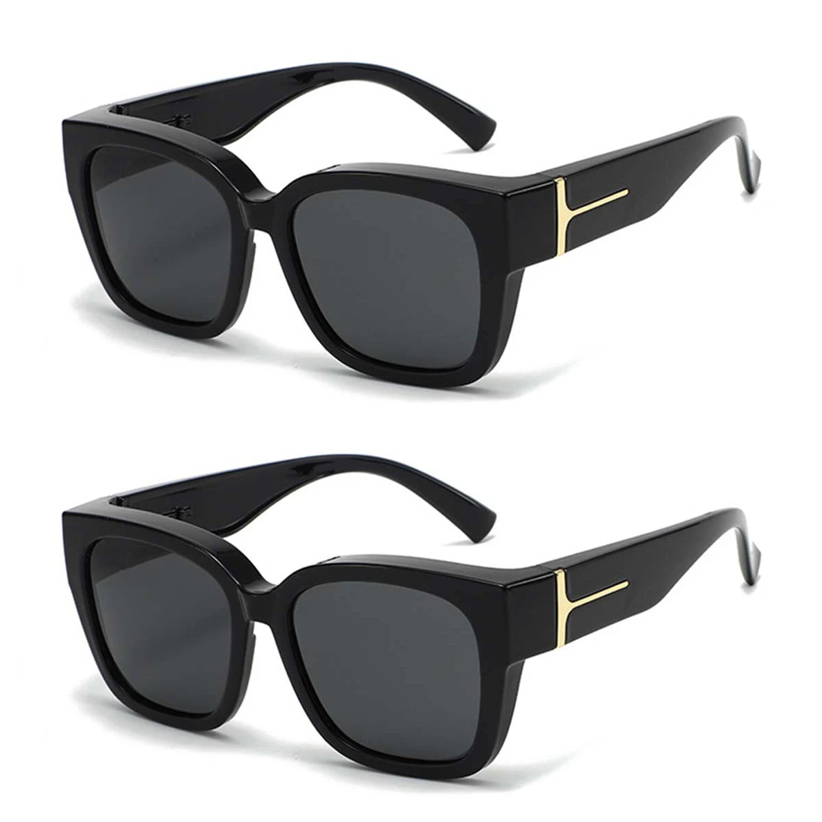 2PC Lightweight Oversized Over Glasses Sunglasses for Women Men Square Fit Over Polarized Sun Glasses UV400 T04
