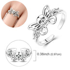 Retro-Style 925 Sterling Silver Open Ring – Hollow Skull & Butterfly, Punk Jewelry Accessory for Women mbzr