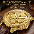 1pcs Men's Gold Leather Band Luxury Business Moon Phase Quartz Watch for Party Holiday Gift mbzr