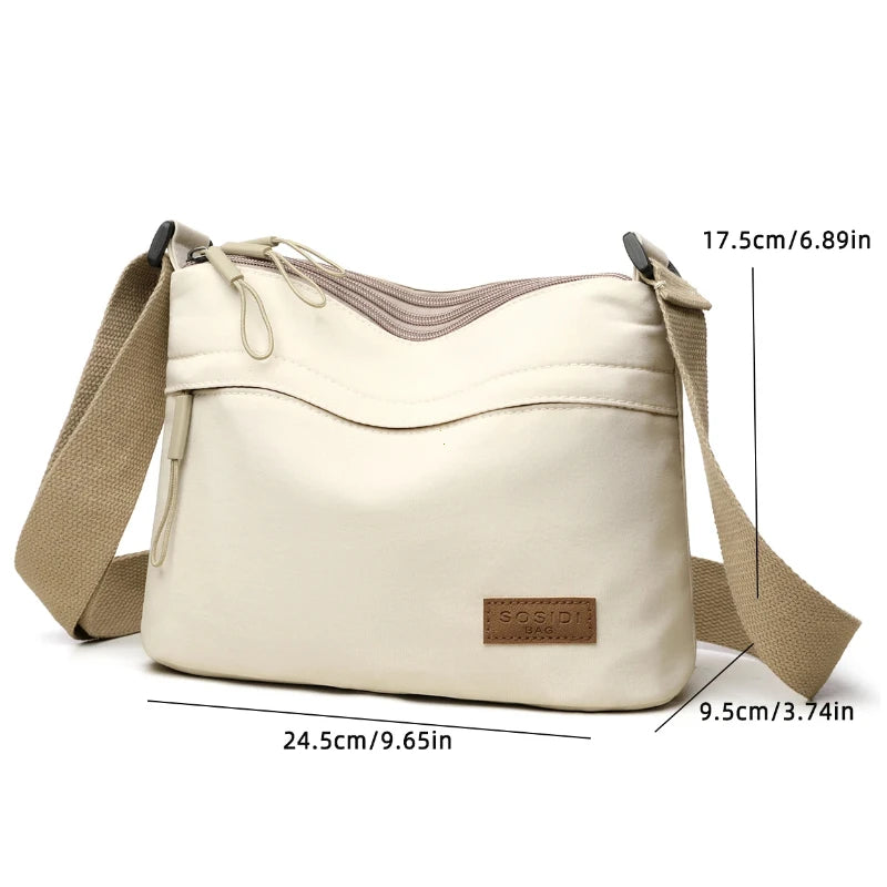 Multi-Pocket Nylon Shoulder Crossbody Bag for Women & Moms