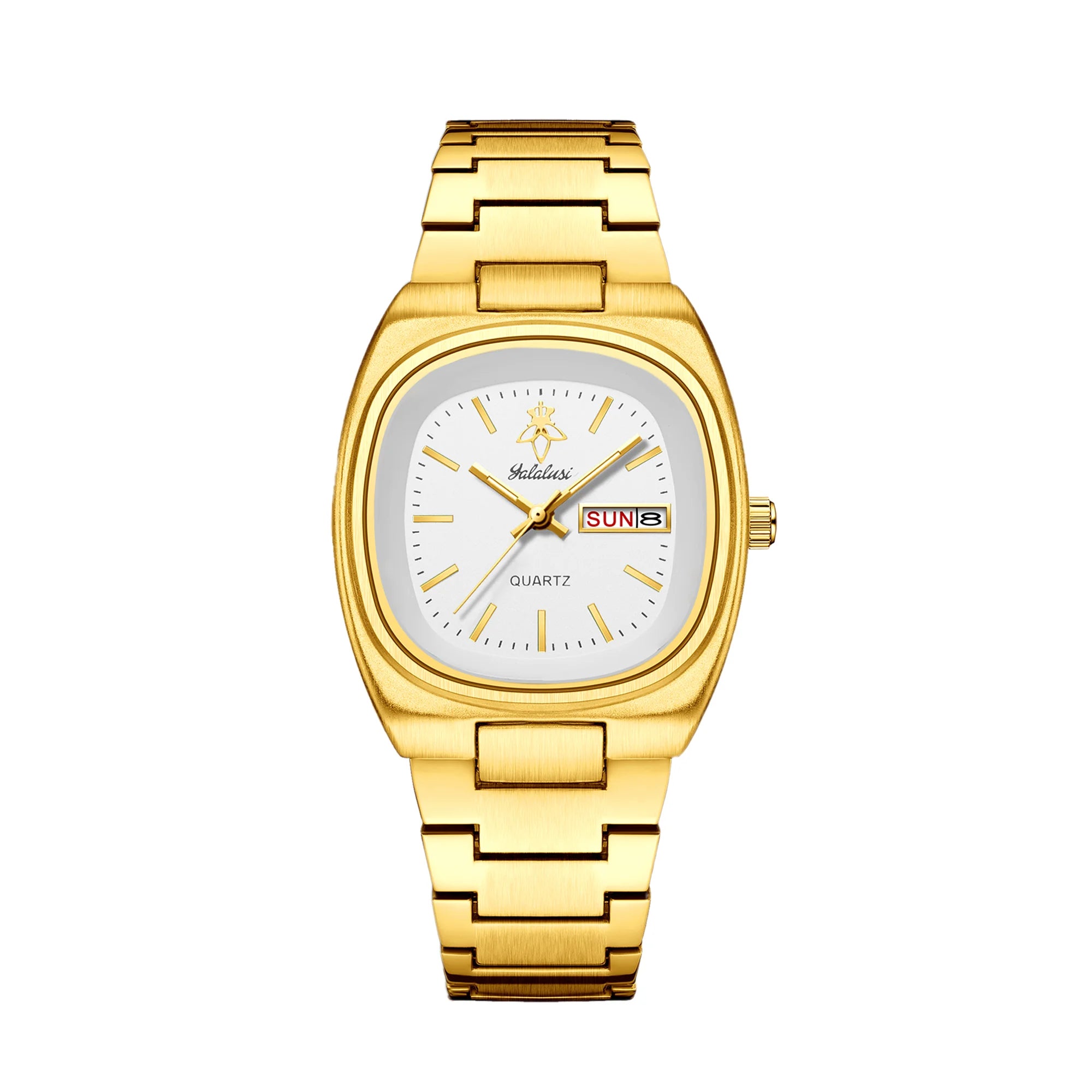 YaLaLuSi Unisex Fashion Waterproof Sport Watch Dual Calendar Gold Quartz Business Elegant with Box Remover Free Shipping mbzr