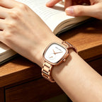 1 Set Women Watch Stainless Steel Strap Rose Gold Oval Timing Clock Quartz Movement Simple Top Brand Women Gift Daily Wear Watch mbzr