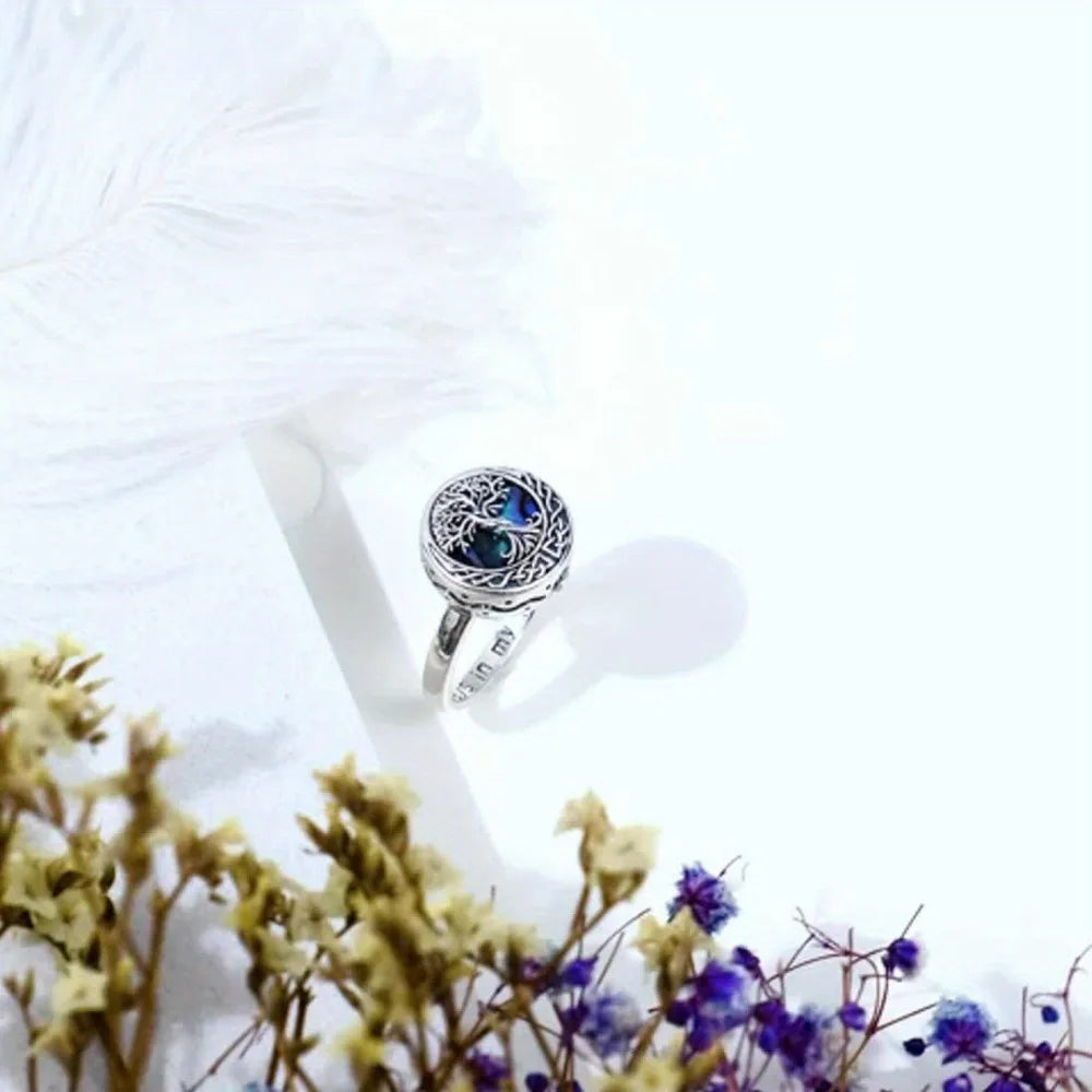 Tree of Life ashes ring, Celtic knot family tree commemorative item, jewelry, always in my heart, cremation ring, women's and men's, shell ring, ladies' daily casual jewelry
