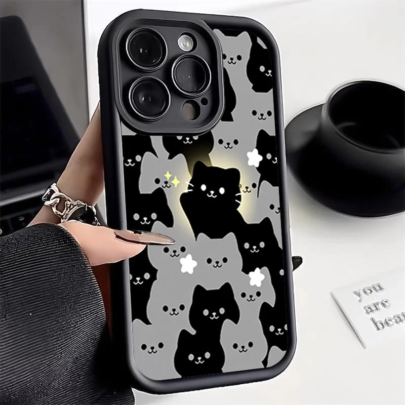 Soft TPU Case For  IPhone 17promax/17air 16 15 14 13 12 11 Pro Max X XS Anti-drop silicone phone case.Lovely Cartoon Cat Couple