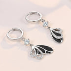 Sterling Silver Bow Zircon Long Drop Earrings Engagement Gift