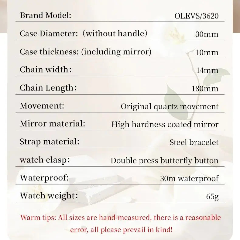 OLEVS 3620 Women Watch Luxury Brand Diamond Quartz Watch Fashion Automatic Calendar Waterproof Women Watch Bracelet Set Reloj