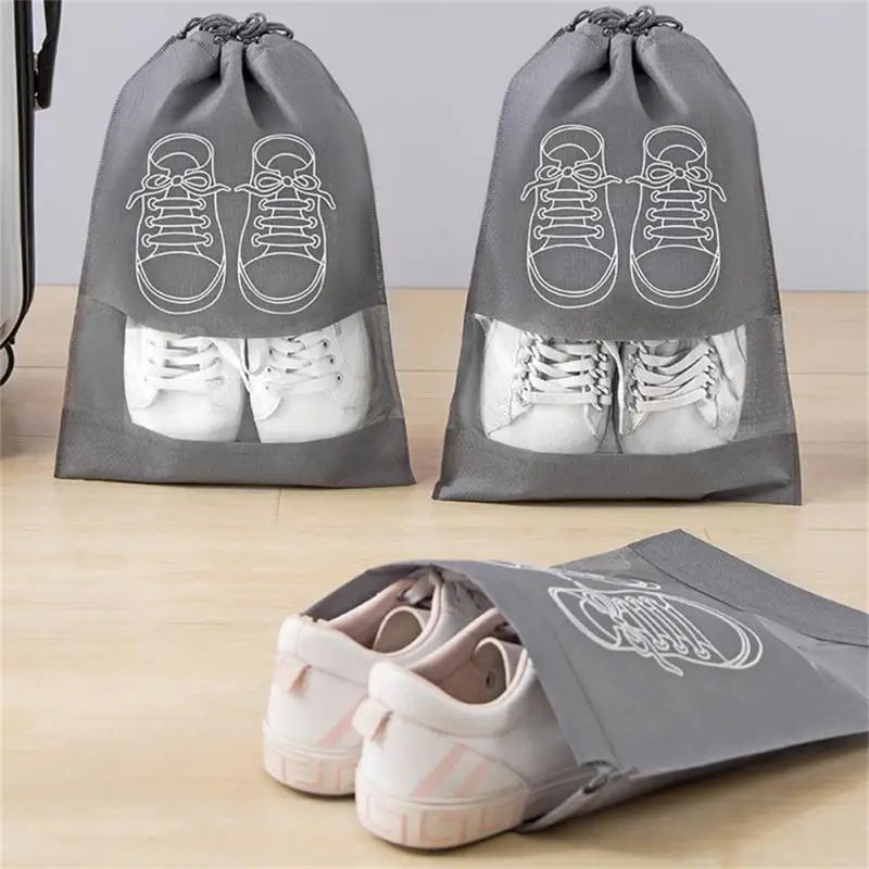 5/10pcs Shoes Storage Bag Closet Organizer Non Woven Travel Portable Bag Waterproof Pocket Clothing Classified Draw Hanging Bag mbzr