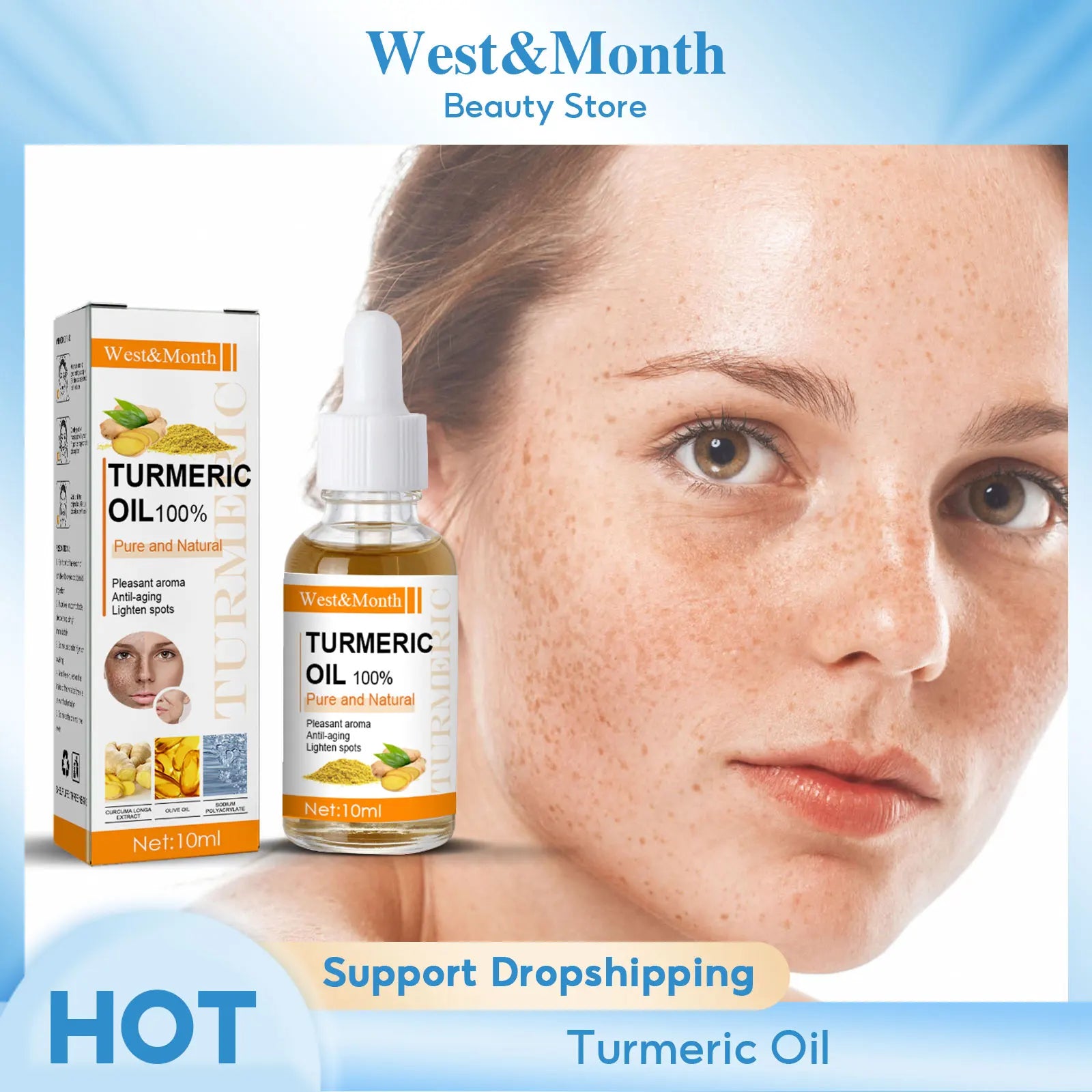 Turmeric Essence Oil Firming Tightening Fade Fine Lines Brighten Skin Tone Remove Melanin Deeply Moisturizing Facial Serum Oil mbzr