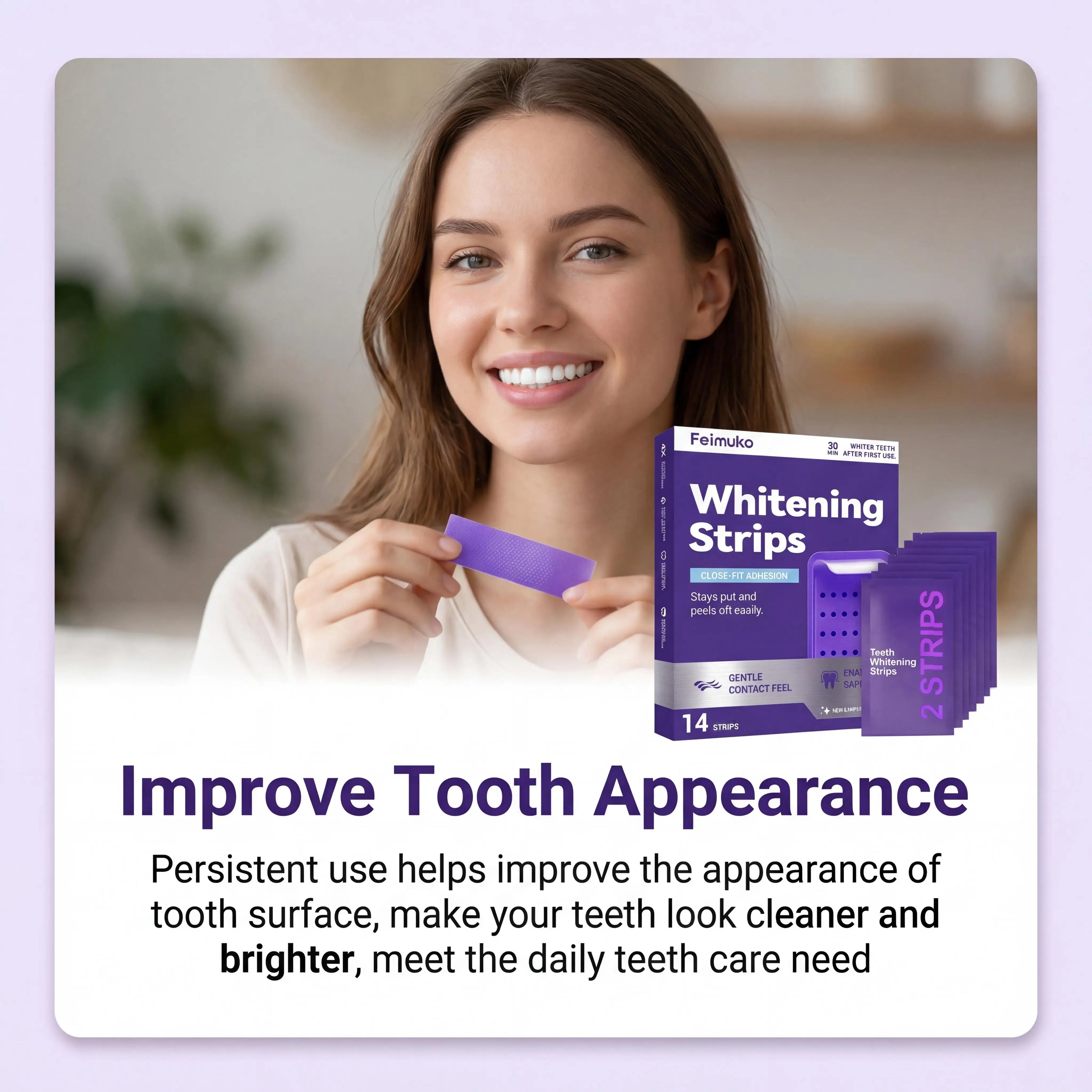 Purple Teeth Whitening Strips for Sensitive Teeth Remove Coffee Wine Smoking Stains Non Slip Improve Dental Yellowing Bright Smile Teeth Bleaching Strip mbzr