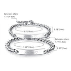 2pcs Couples Men Women Polish Stainless Steel "His Only""Her One" Bracelet Chain