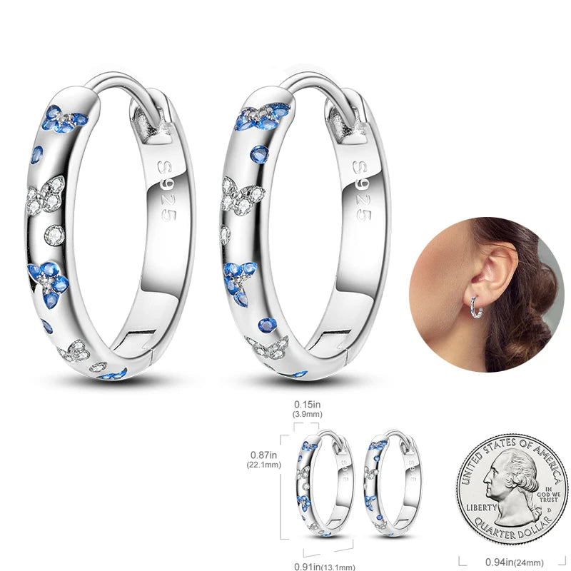 Women's 925 Sterling Silver Circle Style Simple Colorful And Shiny Zircon Earrings Fit For Attend A Wedding Exquisite Jewelry mbzr