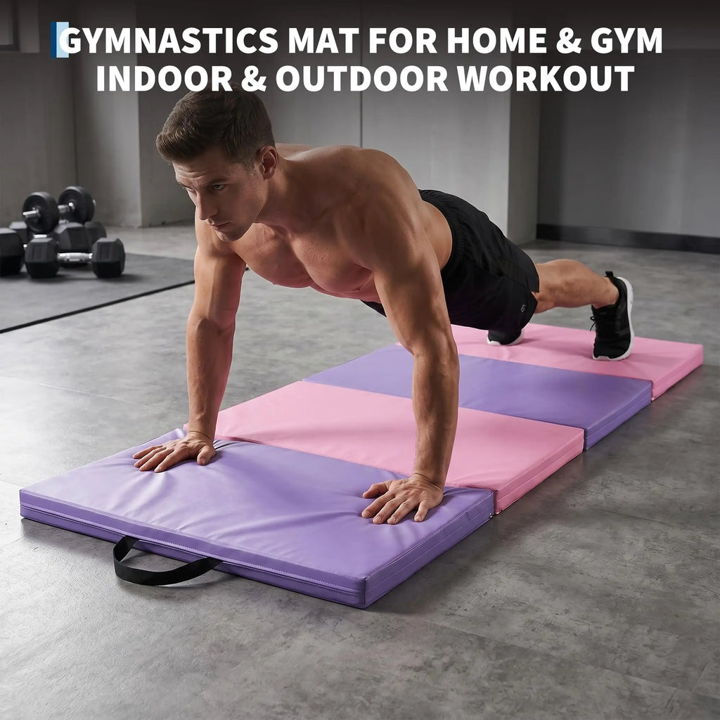 6x3 Ft Gymnastics Mat, 2'' Thick 4-Fold Exercise Floor Mat For Home Gym, Yoga, Pilates, Tumbling Training mbzr