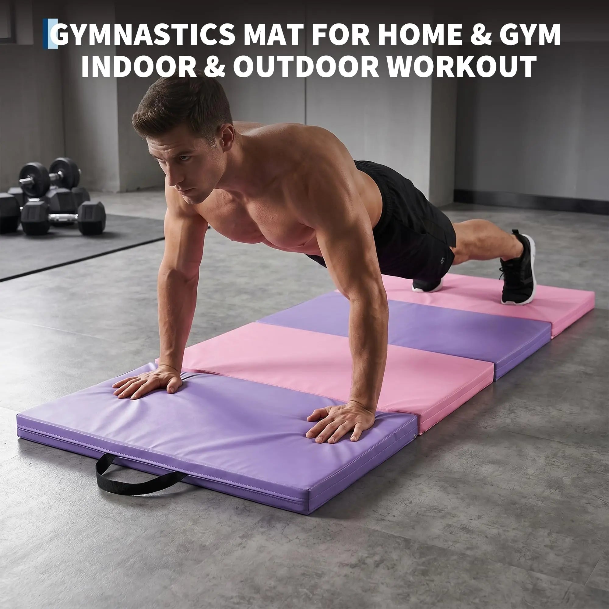 6x3 Ft Gymnastics Mat, 2'' Thick 4-Fold Exercise Floor Mat For Home Gym, Yoga, Pilates, Tumbling Training mbzr