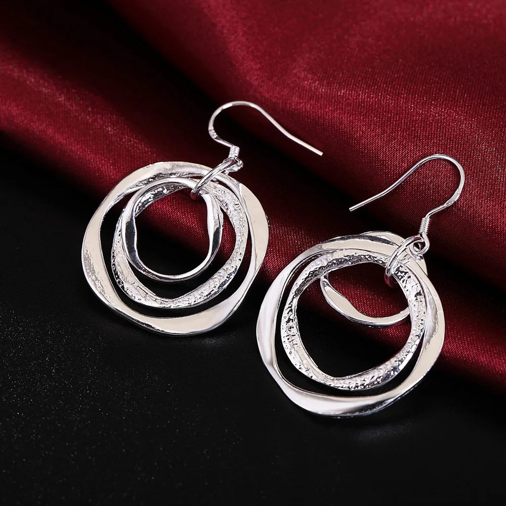 Top Quality 925 Sterling Silver Earrings Simple Round Circle Hoop Earrings For Woman Fashion Wedding Engagement Charm Jewelry mbzr