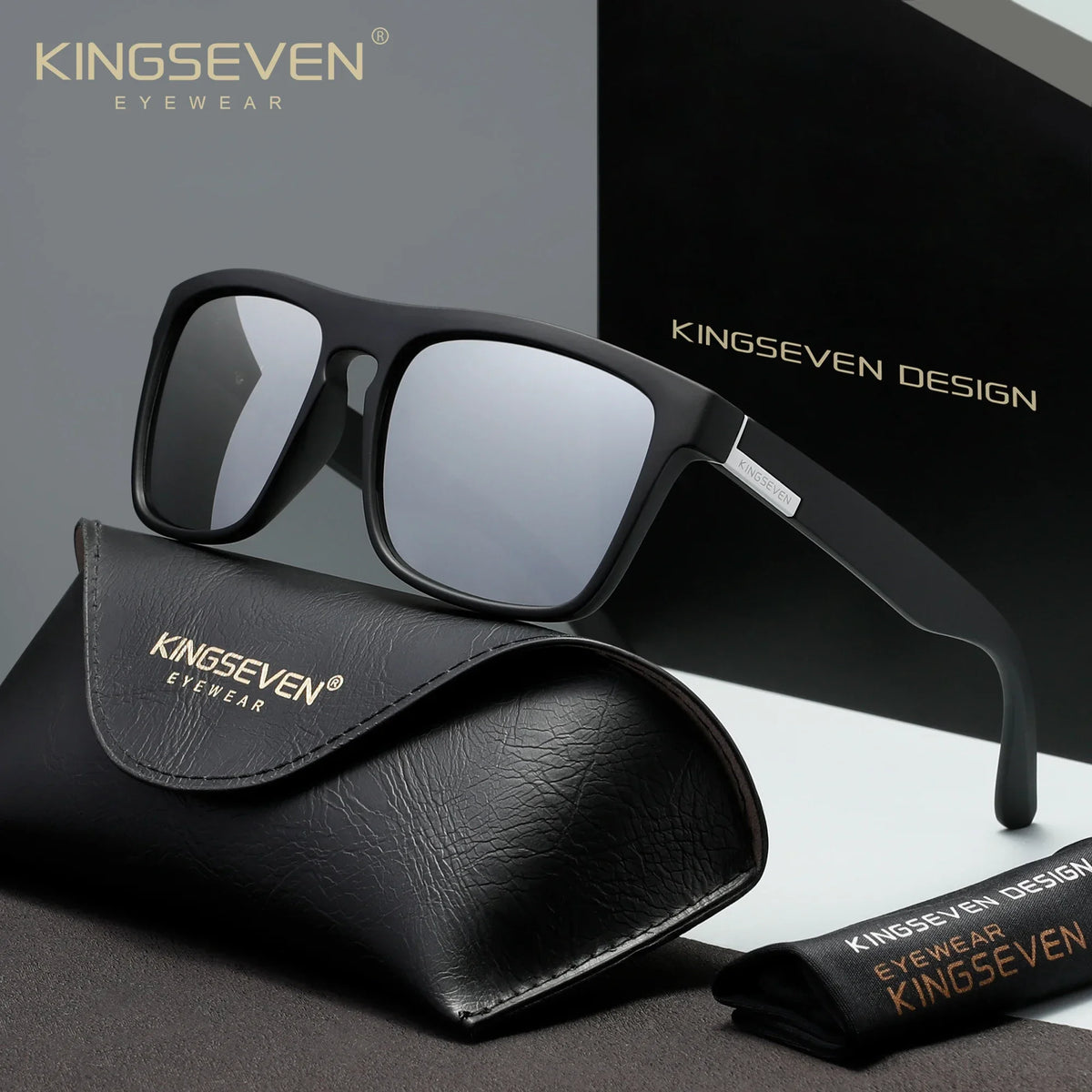 KINGSEVEN Sports Square Frames Sunglasses Women Men Driving Polarized UV400 Outdoor Protective Fashion Glasses Causal Eyewear