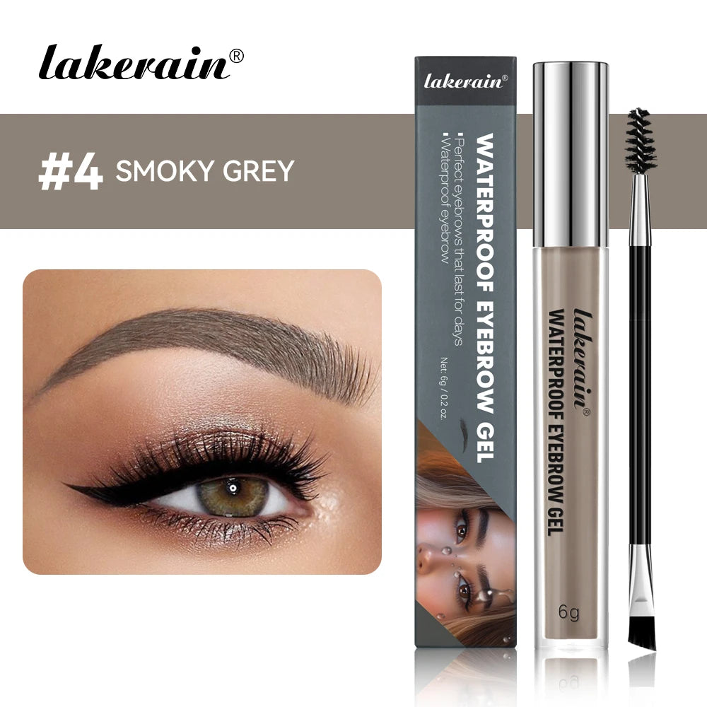 Lakerain Waterproof Eyebrow Gel Long Lasting Highly Pigmented Liquid Eyebrow Makeup Sweatproof Natural Black Brown mbzr
