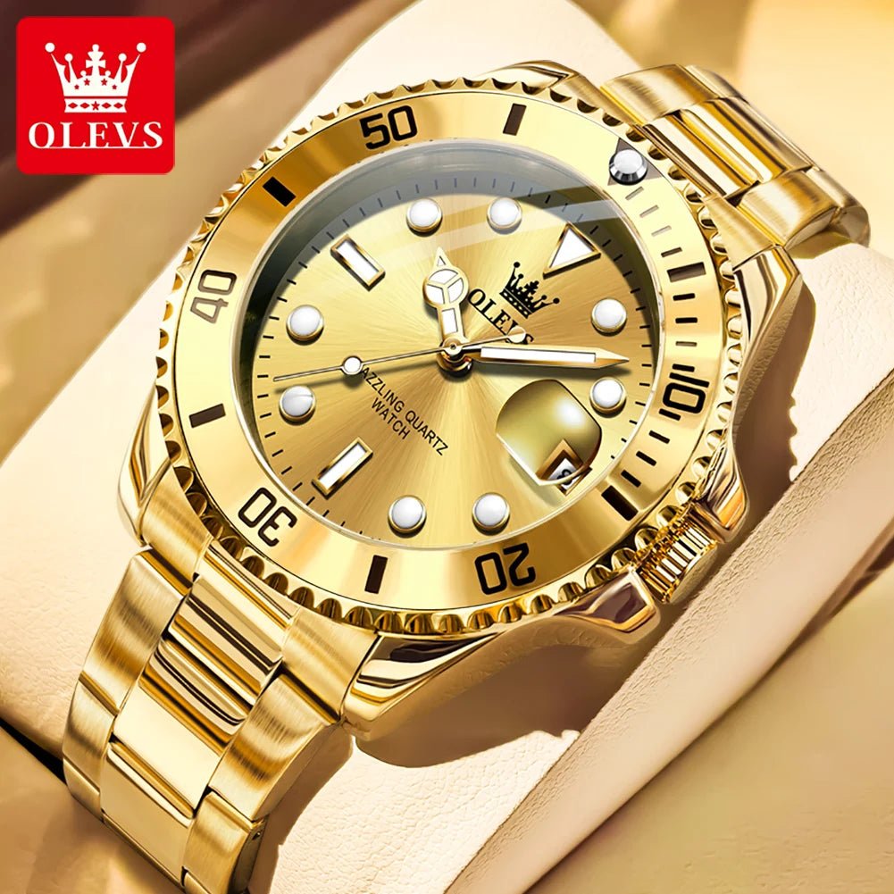 Men's Quartz Watch Luxury Stainless Steel Luminous Automatic Date OLEVS 5885 mbzr