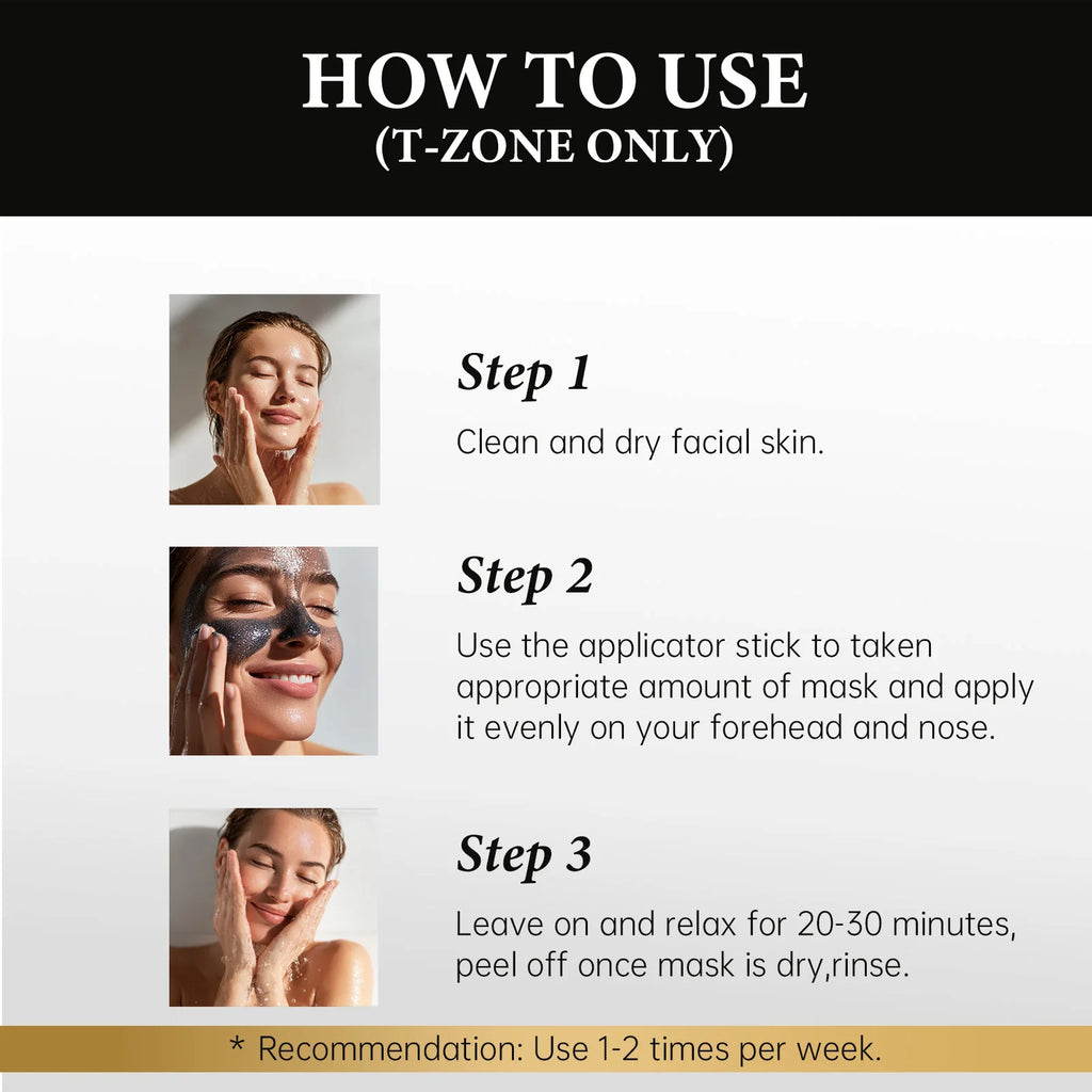 Natural Charcoal Blackhead Peel-Off Mask, Deep Cleansing, Oil Control, Suitable for Oily Skin, Unclogs Pores, Brightens Skin mbzr