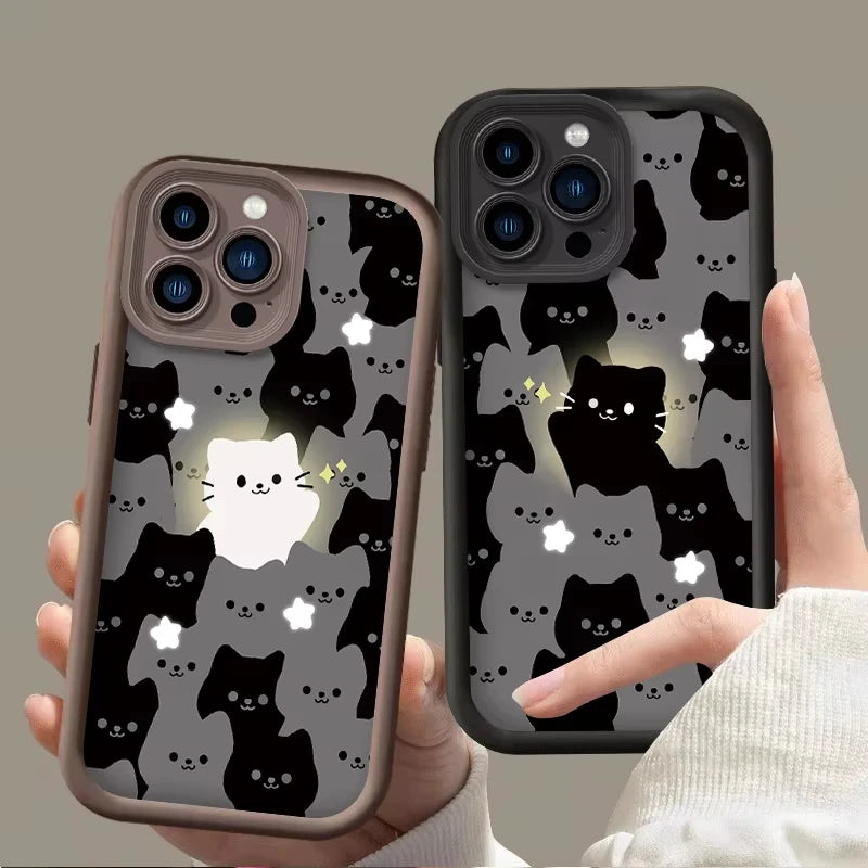 Soft TPU Case For  IPhone 17promax/17air 16 15 14 13 12 11 Pro Max X XS Anti-drop silicone phone case.Lovely Cartoon Cat Couple