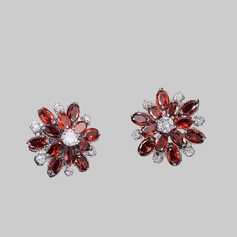 Cute Big AAAAA Bling Cubic Zirconia 925 Silver Needle Stud Earrings Fashionable Flower Earring for Women Jewelry Gift Brincos mbzr