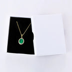 Elegant Artificial Emerald Pendant Necklace Round Oval Cut Women 925 Sterling Silver Chain GreenColor Waterdrop Necklace Jewelry mbzr