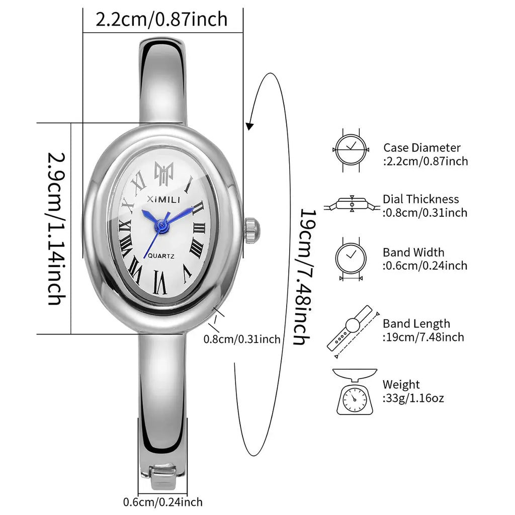 Elegant Oval Roma Dial Quartz Watch Fashion Bracelet Strap Ladies Wristwatch mbzr