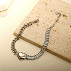 Stainless Steel Heart-shaped Ladies Elegant Bracelet  For Women Crystal Bangle