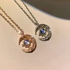 Simple Delicate Elegant Fashion Dream Star Sun Moon Moonstone Necklace Female Collar Chain Wedding Party Pendant NecklaceJewelry