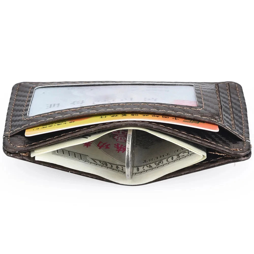 Men's Slim Thin Minimalist Front Pocket Wallets Men Anti Rfid Blocking Protected Magic ID Credit Card Holder PU Leather Wallets mbzr