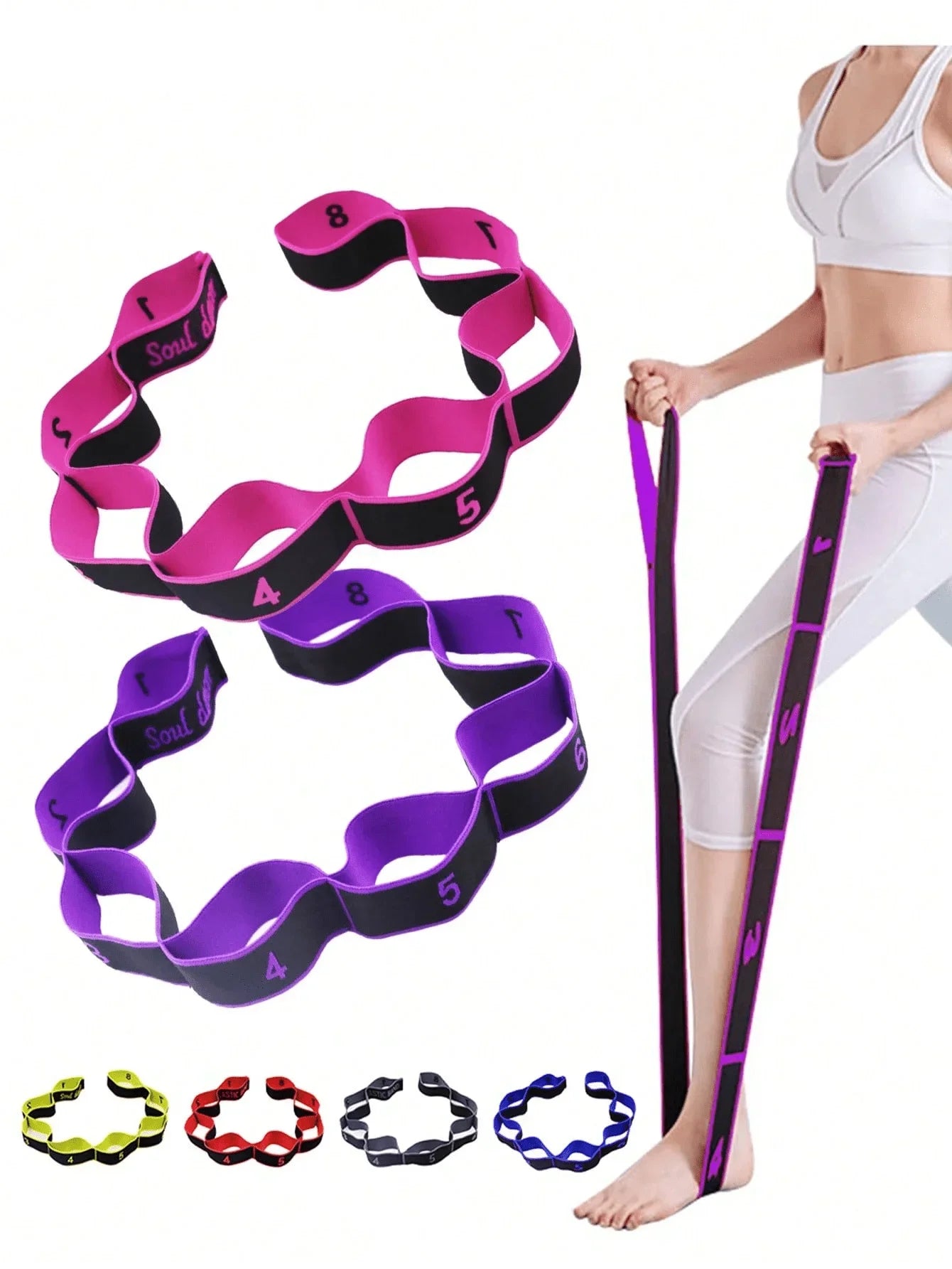 1pc Yoga Elastic Band, Professional Gymnastics Stretch Resistance Band, Fitness Resistance Band, Suitable For Yoga Stretching Strap, Ballet, 8-Shape Dance Elastic Band, Digital Extension Band, Pilates, Gymnastics And Dance El mbzr