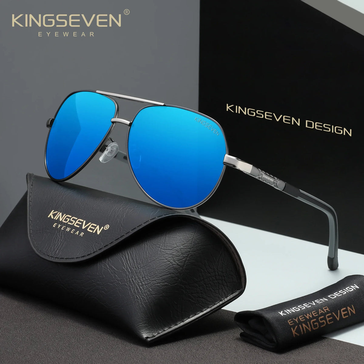 KINGSEVEN New Fashion Pilot Frame Sunglasses Unisex Classic Outdoor Sports Summer Glasses Polarized UV400 Driving Shades Eyewear