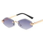 Fashion Small Polygonal Sunglasses for Women Luxury Brand Rmless Brown Rhombus Sun Glasses Woman Vintage Metal Shades Eyewear mbzr