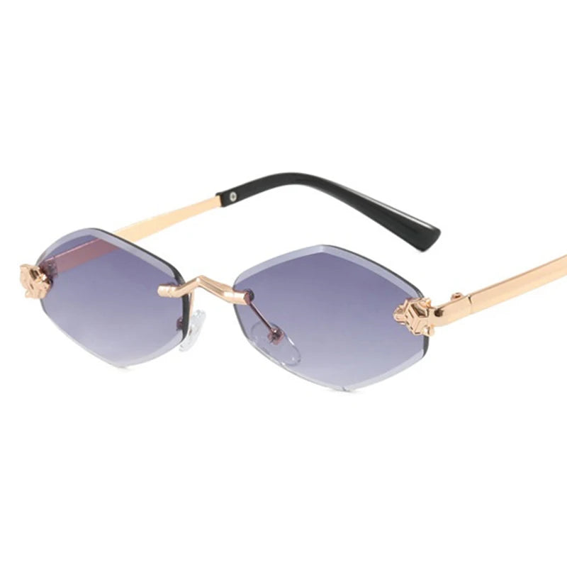 Fashion Small Polygonal Sunglasses for Women Luxury Brand Rmless Brown Rhombus Sun Glasses Woman Vintage Metal Shades Eyewear mbzr