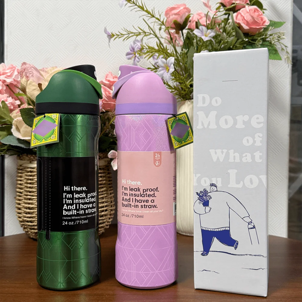 24Oz/32Oz Stainless Steel Water Bottle With Straw For Sports, Travel, And School Sports Water Bottle, Keeps Water Warm For Over mbzr