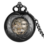 Mechanical Skeleton Pocket Watch with Roman Numerals, Classic Open Face Silver Fob Watch for Men Women