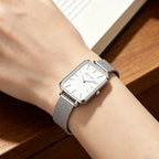 Women Quartz Watches 34mm Rose Gold Minimalist Stainless Steel Mesh Clock 3Bar Waterproof Suitable Daily Wear Jewelry Decoration mbzr