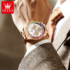 OLEVS 2939 Luxury Quartz Movement Rainbow Di Watch For Men 24-hour Display Minute Timing Single Calendar Window Luminous 30M Waterproof Watch mbzr