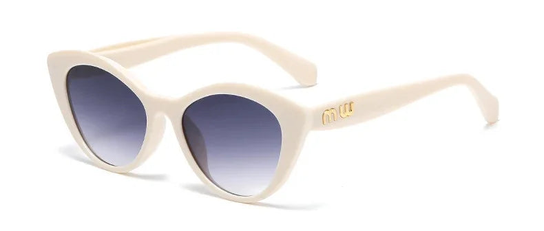 Fashion Cat Eye Women Sunglasses Luxury Brand Designer Black Leopard Small Frame Glasses UV400 Girl Letter Eyewear
