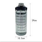 2L Straw Water Bottle Large Capacity Plastic Water Cup Portable Drink Bottle With Time Marker For Outdoor Sports mbzr